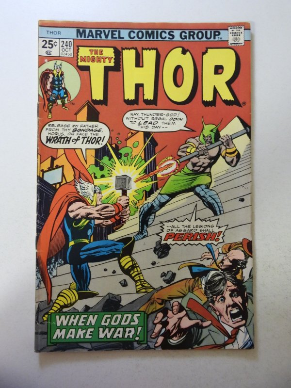 Thor #240 (1975) VG+ Condition centerfold detached at 1 staple