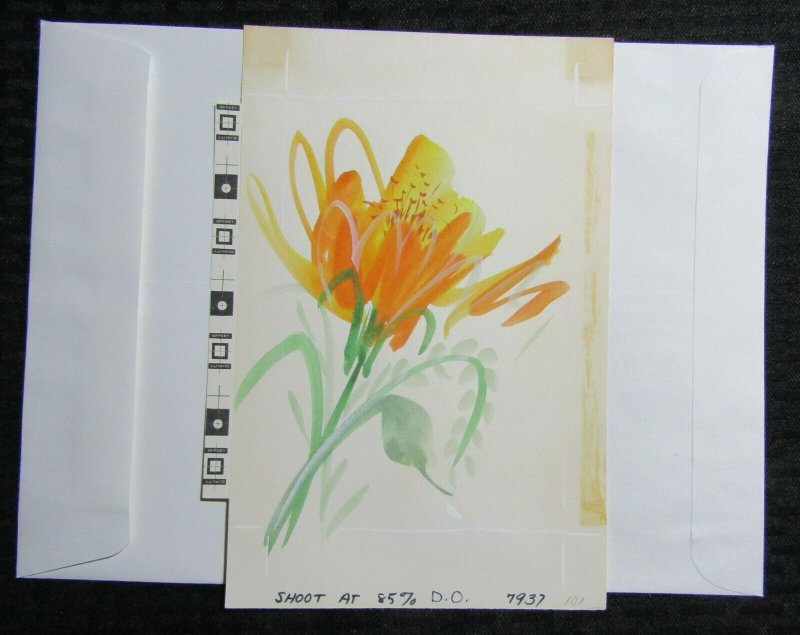 MOTHERS SPECIAL DAY Watercolor Orange Flower 6x9.5 Greeting Card Art #7937