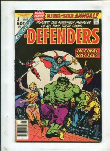 DEFENDERS ANNUAL #1 (5.5) NEWSTAND, IN FINAL BATTLE!! 1976 