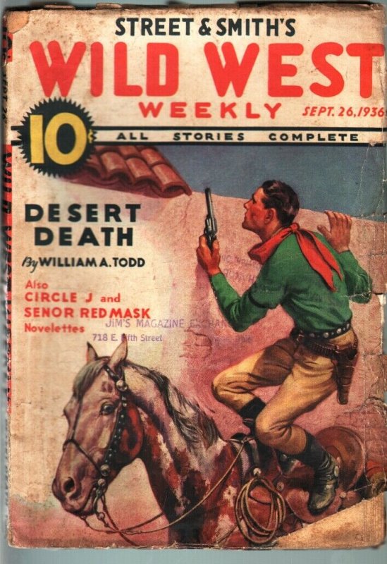 WILD WEST WEEKLY-9/26/1936-PULP-SENOR RED MASK-CIRCLE J G