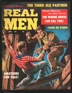 Real Men #10 9/1957-Clarence Doore grappling hook fight cover-Pulp violence, ...