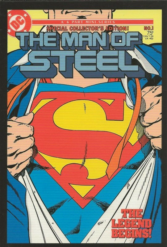 Superman Man of Steel #1 (1986) 4x5 Cover Postcard 2010 DC Comics John Byrne 