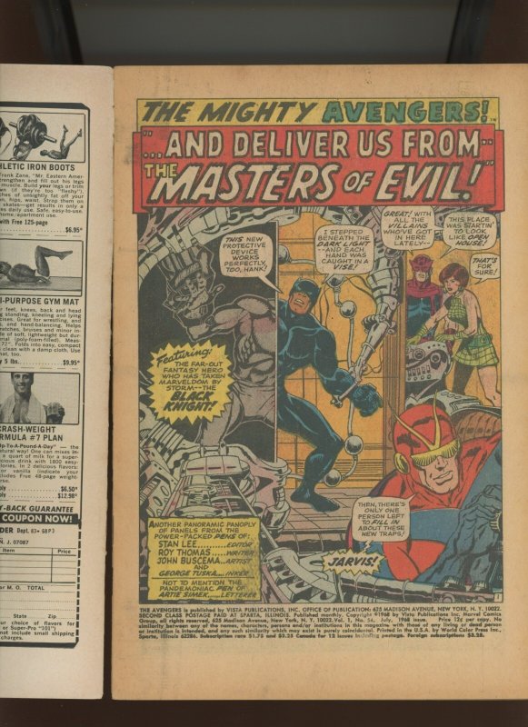 (1968) The Avengers #54: SILVER AGE! KEY ISSUE! WE COMBINE SHIPPING! (1.8/2.0)