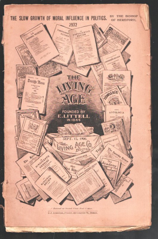 Living Age 9/15/1900-Vintage reading & ads-Insight from the era-Historic-pulp...