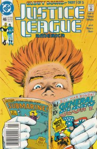 Justice League America #46 (Newsstand) VG ; DC | low grade comic Adam Hughes Gif