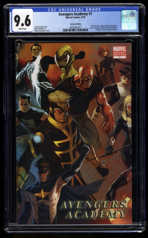 Avengers Academy (2010) #1 CGC NM+ 9.6 White Pages 1:25 Djurdjevic Variant