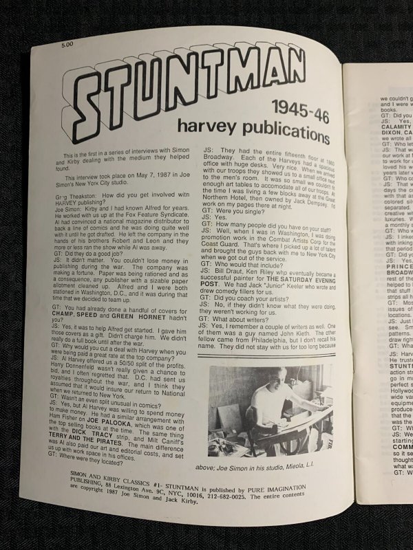 1987 SIMON AND KIRBY CLASSICS #1 FVF 7.0 Stuntman / Pure Imagination