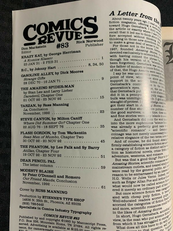 1993 COMICS REVUE Magazine #83 FN+ 6.5 Spider-Man / Tarzan / Krazy Kat / Phantom