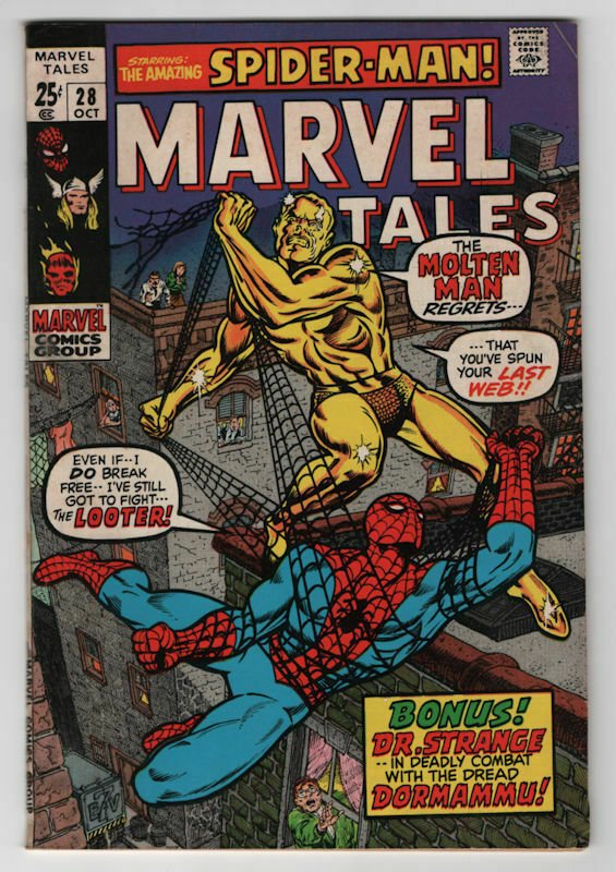 Marvel Tales #28 Spider-man 10/1970 Bronze Age 3 story square bound book Fine+