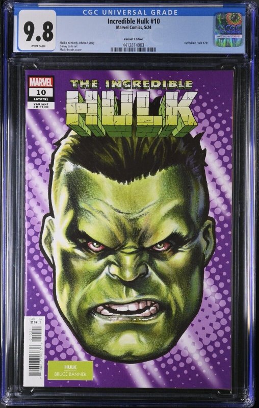 Incredible Hulk #10 CGC 9.8 Mark Brooks Headshot Variant Cover Marvel 2024 WPG