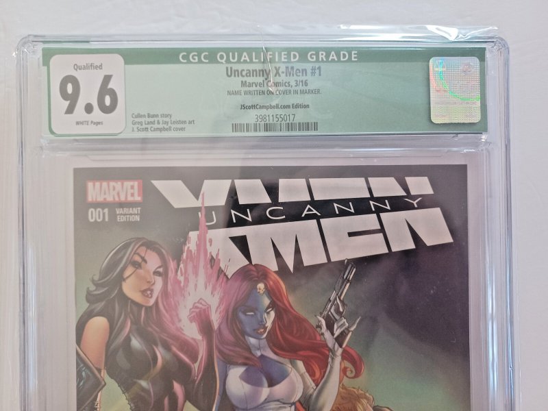 Uncanny X-men #1 - signed J Scott Campbell Cover - 2016 - CGC 9.6