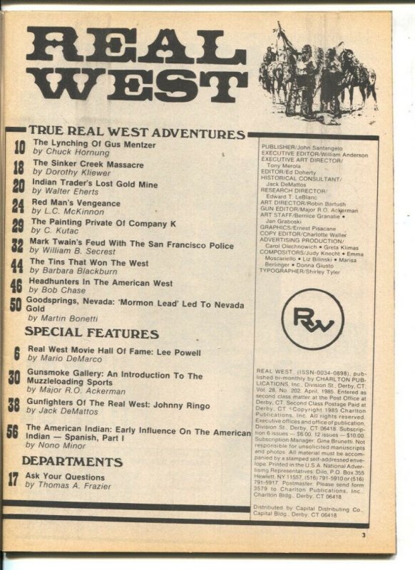 Real West 4/1985-Charlton-lynching cover-Johnny Ringo-Lee Powell Lone Ranger-...