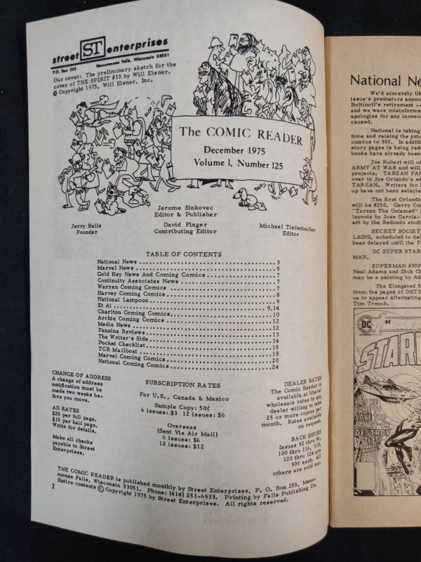 The Comic Reader # 125 - The Spirit Cover art by Will Eisner (8.5) 1975