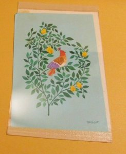 CHRISTMAS Partridge in Branches w/ Pears 5.25x8 Greeting Card Art #820 FVF 7.0