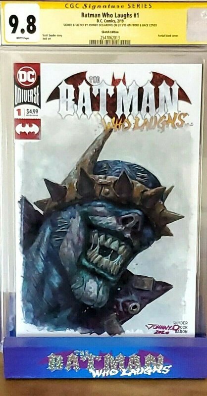 Batman Who Laughs #1 BLANK CGC SS 9.8 signed OIL PAINT SKETCH Johnny Desjardins