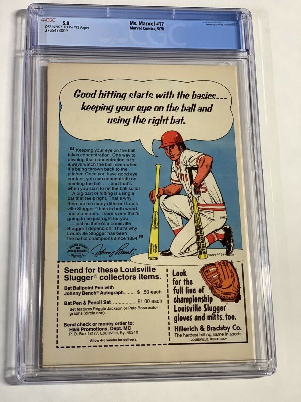 Ms. Marvel 17 Cgc 5.0 Ow/w Pages 2nd Mystique Cameo