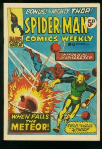 SPIDER-MAN COMICS WEEKLY #30 1973-STEVE DITKO-JACK KIRBY-BRITISH-METEOR FN