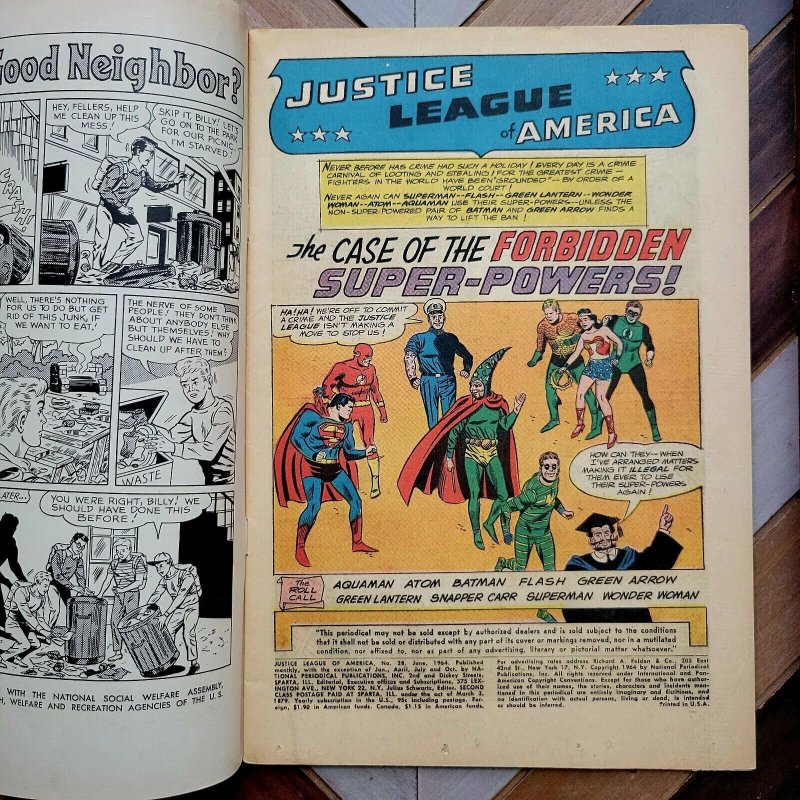 JUSTICE LEAGUE #28 VG/FN (DC 1964) MATTER MASTER/TATTOOED MAN Forbidden Powers