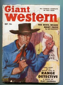 Giant Western-Feb/1952-Western Pulp-Wanted Poster-Range Detective-VG