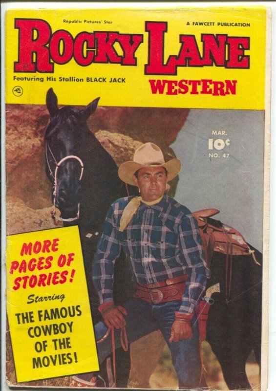 Rocky Lane Western #47-1953-Fawcett- B-Western movie star photo cover-VG 