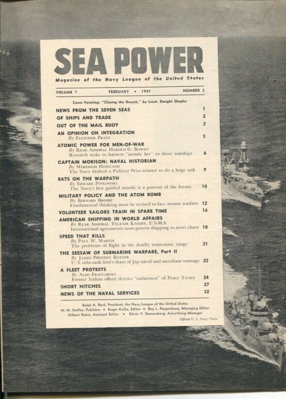 Sea Power 2/1947-military info & pix-naval defense-atomic power-VG/FN