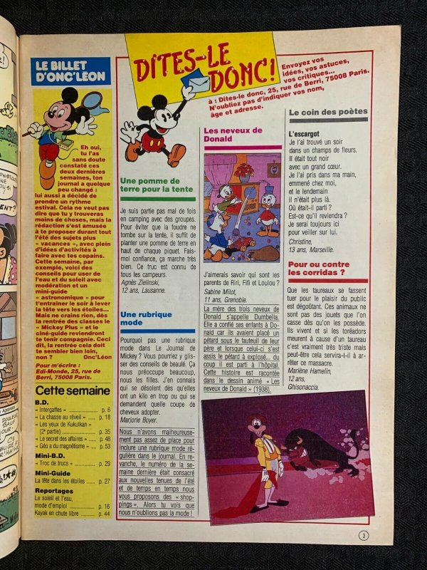 1987 LE JOURNAL DE MICKEY MOUSE Frech Magazine FN+ 6.5