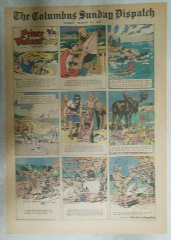 Prince Valiant Sunday Page by Hal Foster from 3/30/1947 Tabloid Page Size !