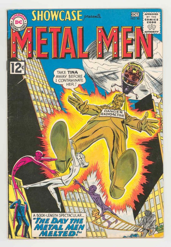 SHOWCASE #40 METAL MEN .1962. BRILLIANT COVER COLORS - KEY TITLE - HI GRADE VF-