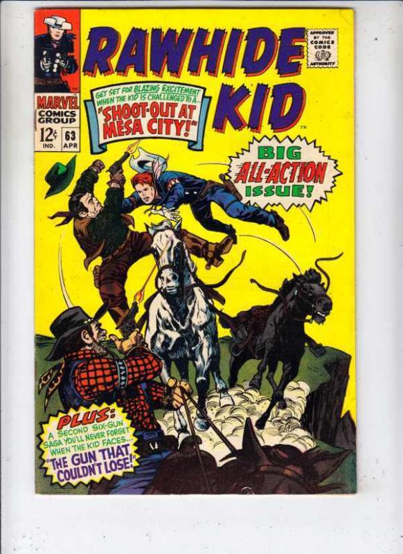 Rawhide Kid 63 strict FN/VF+ 1968 High-Grade Wythville Cerfiticate 30%- BV$28.50