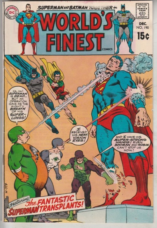 World's Finest #190 (Dec-69) FN/VF Mid-High-Grade Superman, Batman, Robin