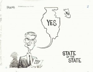 Illinois State of the State Chicago Sun-Times Newspaper art by Jack Higgins