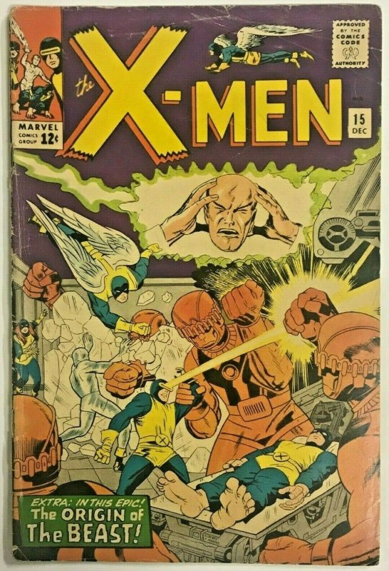 UNCANNY X-MEN#15 VG SPINE IN GOOD 1965 SENTINELS MARVEL SILVER AGE COMICS