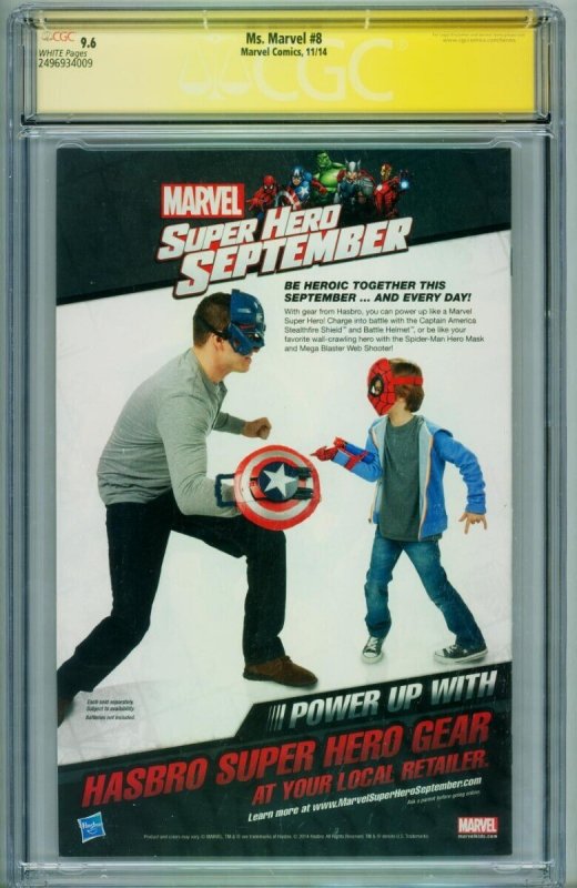 Ms. Marvel #8 // CGC 9.6 SS // 2014 // SIGNED BY IAN HERRING // 2496934009