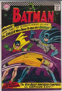 Batman #188 (Dec. 1966) co-starring Robin in battle with the Eraser! VG/Fn