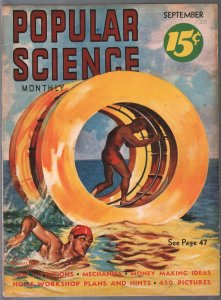 Popular Science 9/1938-fantasy swim wheel-pulp thrills-Wittmack-fire fighters-FN