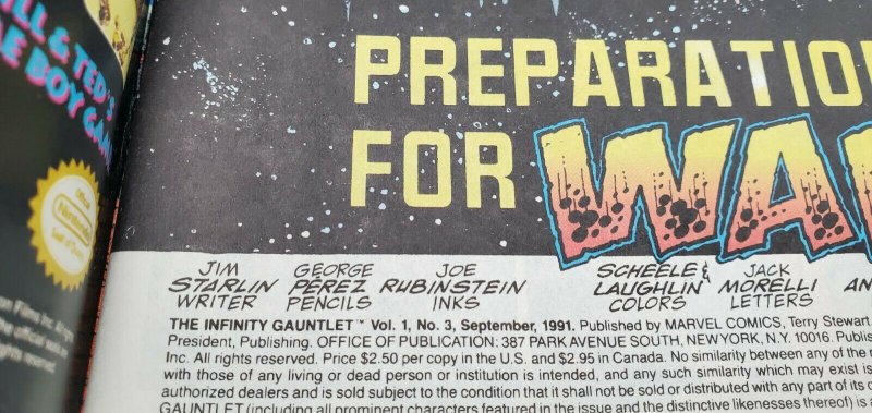 Infinity Gauntlet #3 INFINITY WAR 1991 Thanos  Warlock 1st Terraxi George Perez