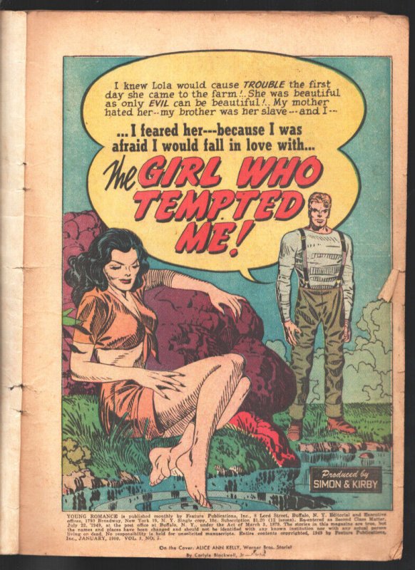 Young Romance #17 1950-Incredible Simon & Kirby art -The Girl Who Tempted Me-G