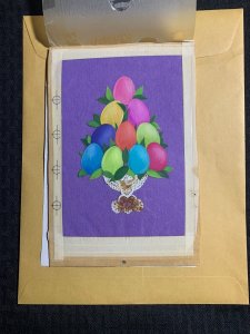 HAPPY EASTER Colorful Eggs with Overlay 6x8.5 Greeting Card Art E2808