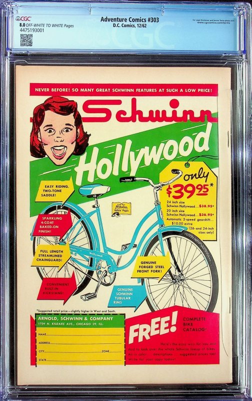 Adventure Comics #303 (1962) - CGC 8.0 - Cert#4475193001