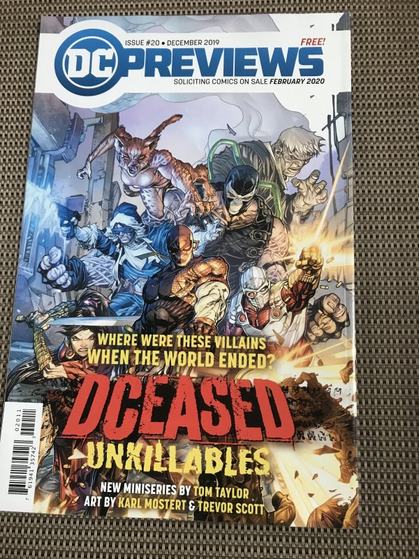 DC Previews #20 : 12/19 NM; flip cover, Deceased, Harley Quinn