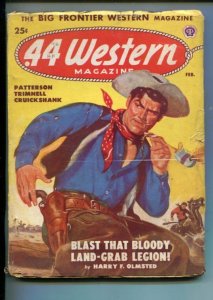 .44 WESTERN-02/1950-VIOLENT WESTERN PULP THRILLS-GUNFIGHT COVER-PATTERSON-vg