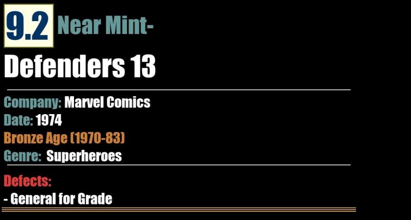 Defenders 13 (1974) NM- Bronze Age Marvel Comics