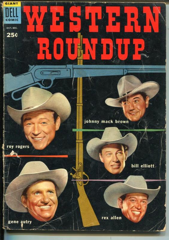 Western Roundup #8-1954-Dell-B-Western movies-Roy Rogers-Gene Autry-G