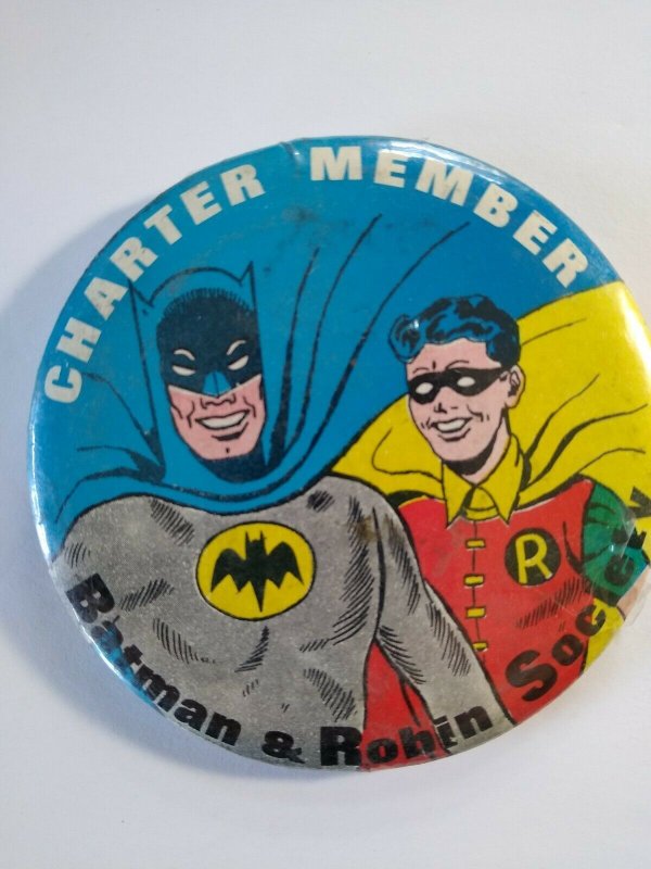 Batman & Robin Pinback Button Badge 66 Vintage Charter Member Society 1966 Bat 