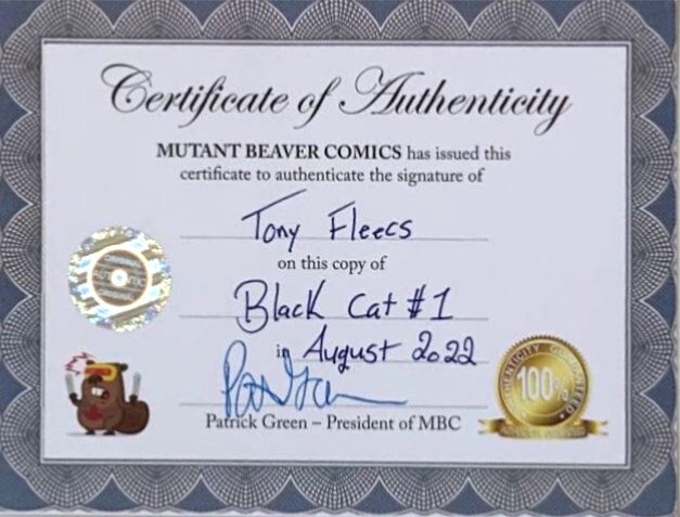 BLACK CAT INFINITY SCORE # 1 TONY FLEECS  VARIANT TRADE/VIRGIN SET SIGNED W/COA