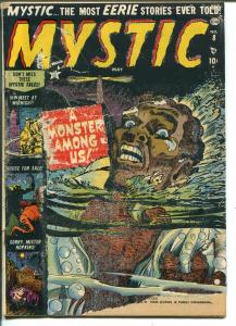 MYSTIC #8 1952-ATLAS-DICK AYERS-JOE SINNOTT-HORROR-VIOLENT-TERROR-fr