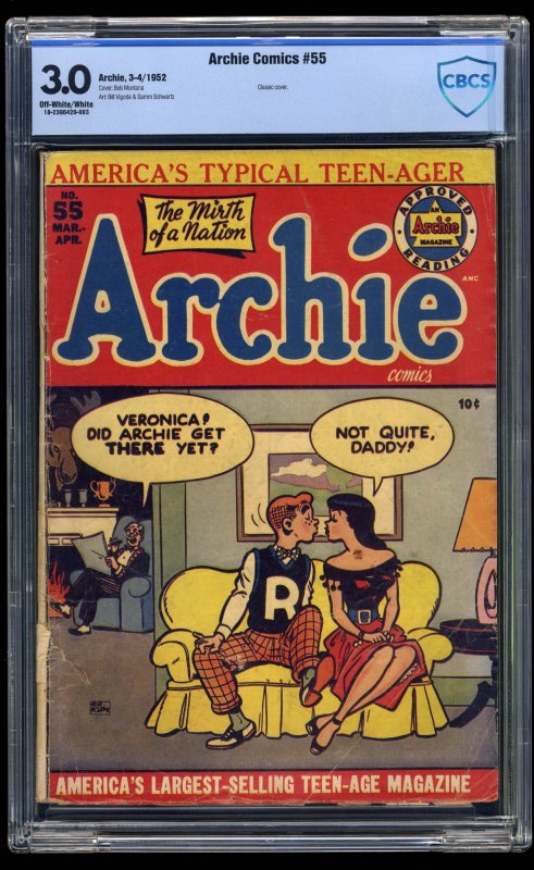 Archie Comics #55 CBCS GD/VG 3.0 Off White to White Classic Cover!