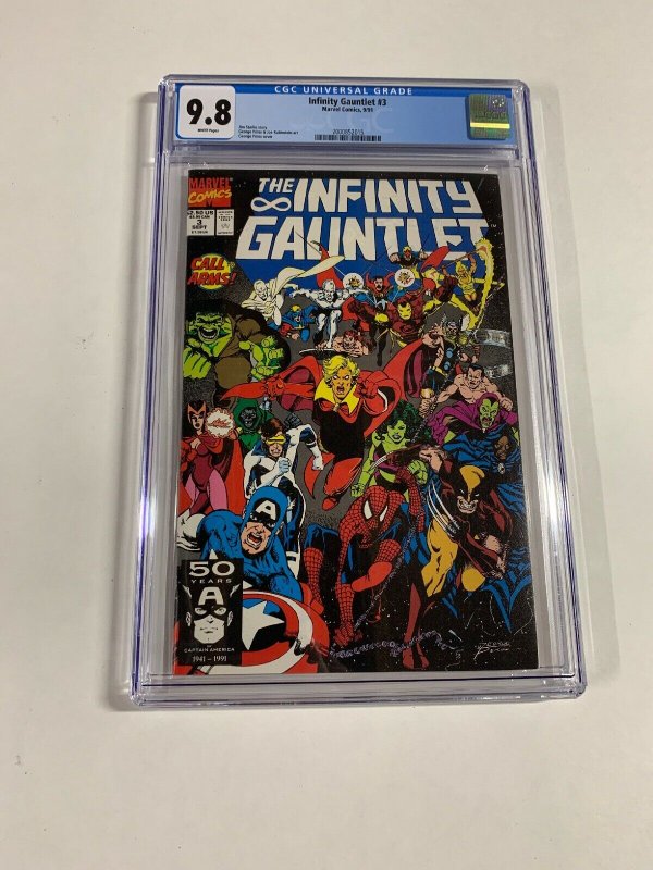 Infinity Gauntlet 3 Cgc 9.8 White Pages Marvel 