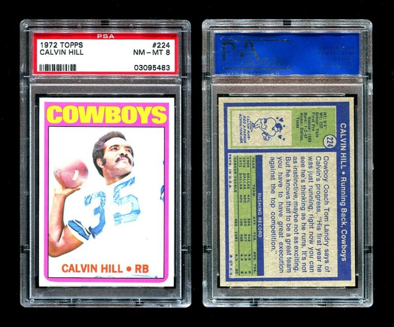 1972 Topps Football Calvin Hill #224  PSA 8  COWBOYS