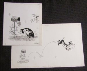 WHY DON'T YOU WRITE? Cartoon Jumping Dog 5pcs 13x8 Greeting Card Art #M1415